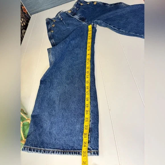 Zara Sailor Denim Jeans US 6 Wide Leg High Waist EUC - Picture 8 of 13